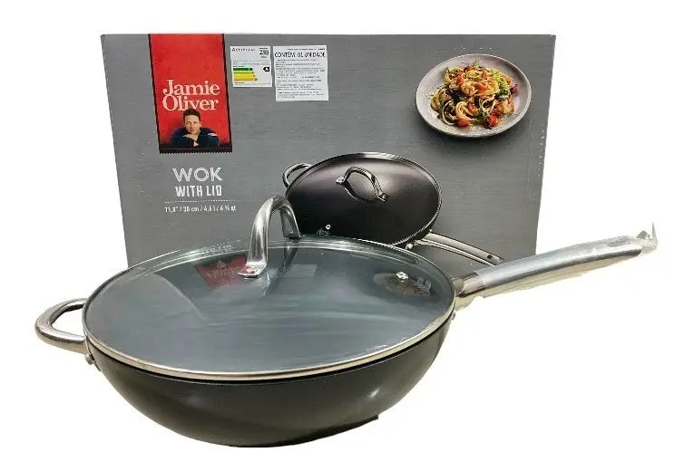 Panela Wok Com Tampa 30 Cm Jamie Oliver Cor Preto